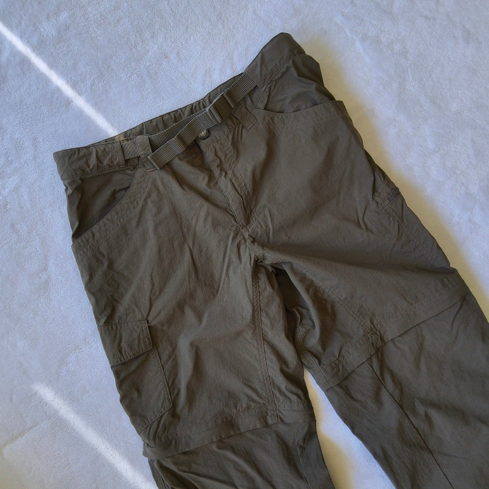 Columbia Convertible Cargo Pants Mens 34x34 Brown Omni-Wick Hiking Zip Ripstop